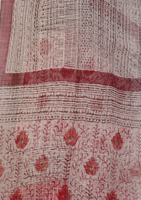 Kota Doria Dupatta in Abstract Block Print